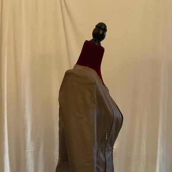 Tailored Tan Faux Leather Jacket - Picture 3 of 4